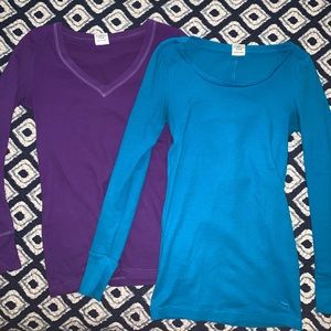 Two VS pink thermal henleys